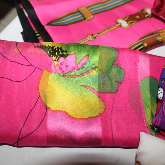 6 Silk Some Hand Rolled Vibrant Designer Look Scarfs Scarves - Picture 2 of 13